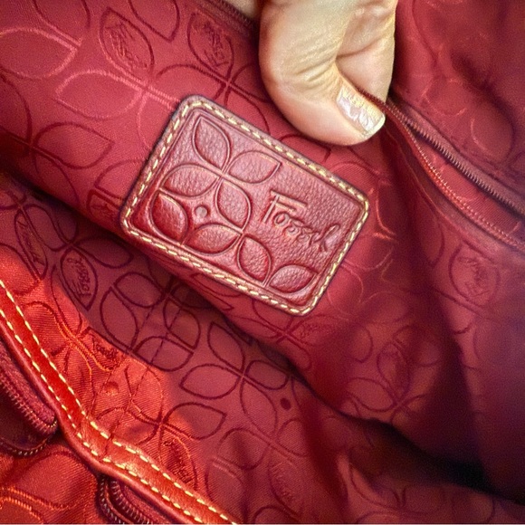 Fossil Red w/Silver Hardware Purse Tote, Shoulder Bag UGC - Picture 11 of 11